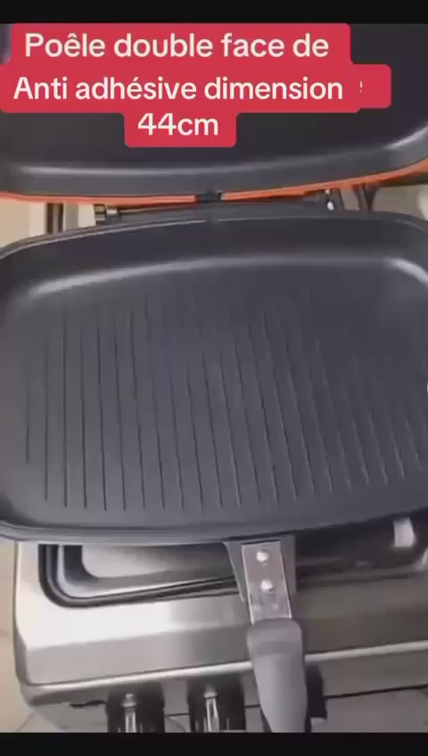 Poêle Double Face Pliable Antiadhésive – Cuisson Rapide &amp; Sans Huile