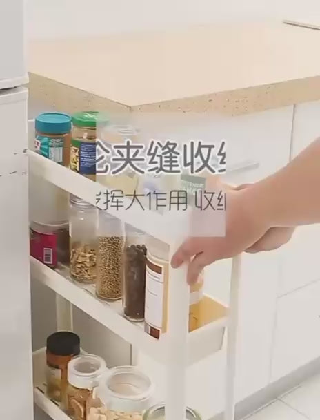 Étagère de Rangement Multi-usage à 4 Niveaux avec Roulettes – Idéale Cuisine, Salle de Bain & Buanderie