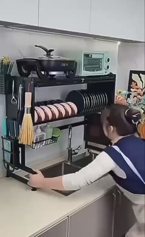 Étagère séchoir à vaisselle sur évier - Acier inoxydable - Gain de place