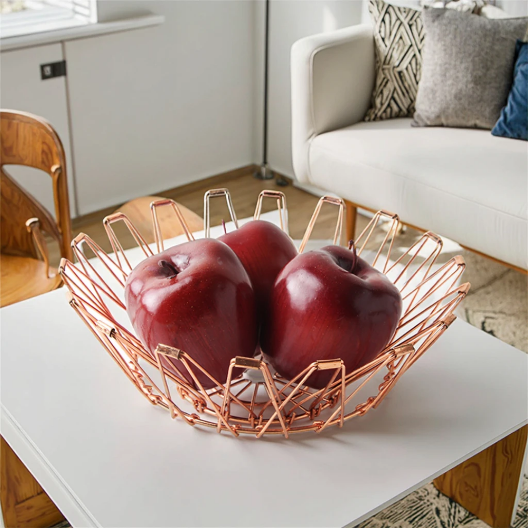 Panier décoratif en métal cuivré – Corbeille  de fruit et de rangement moderne