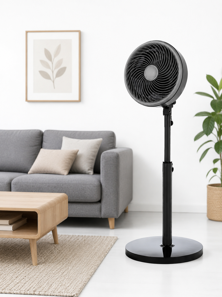 Ventilateur sur Pied Silencieux FS215 – Puissant, Réglable, Noir