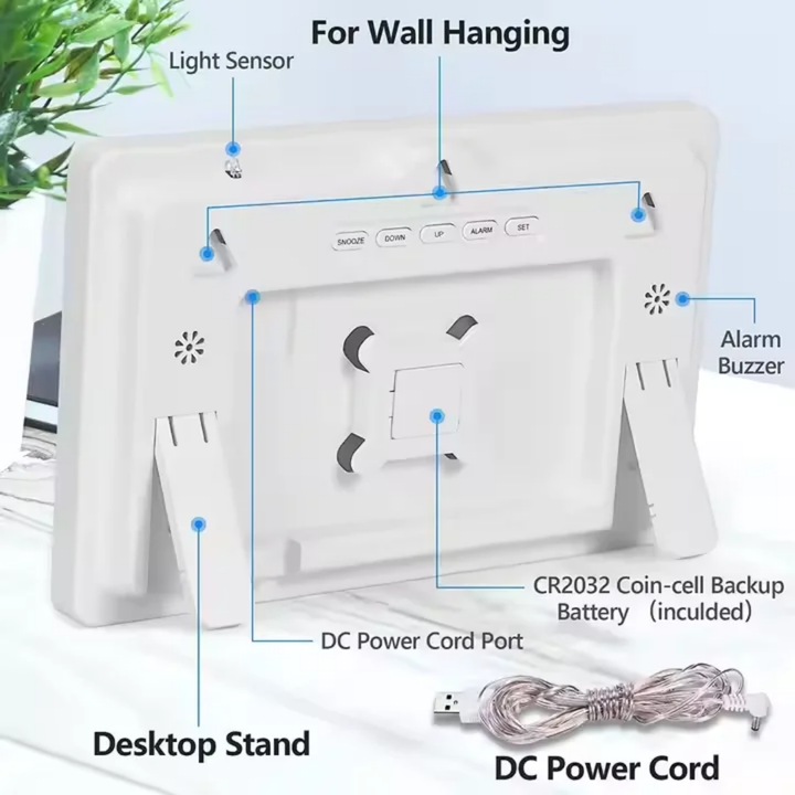 Réveil numérique LED multifonction avec télécommande – Affichage heure, date, jour et température