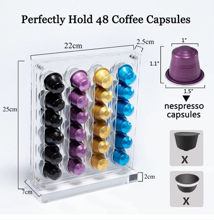Support Capsules Café en Acrylique – Organisateur Transparent 40 Capsules