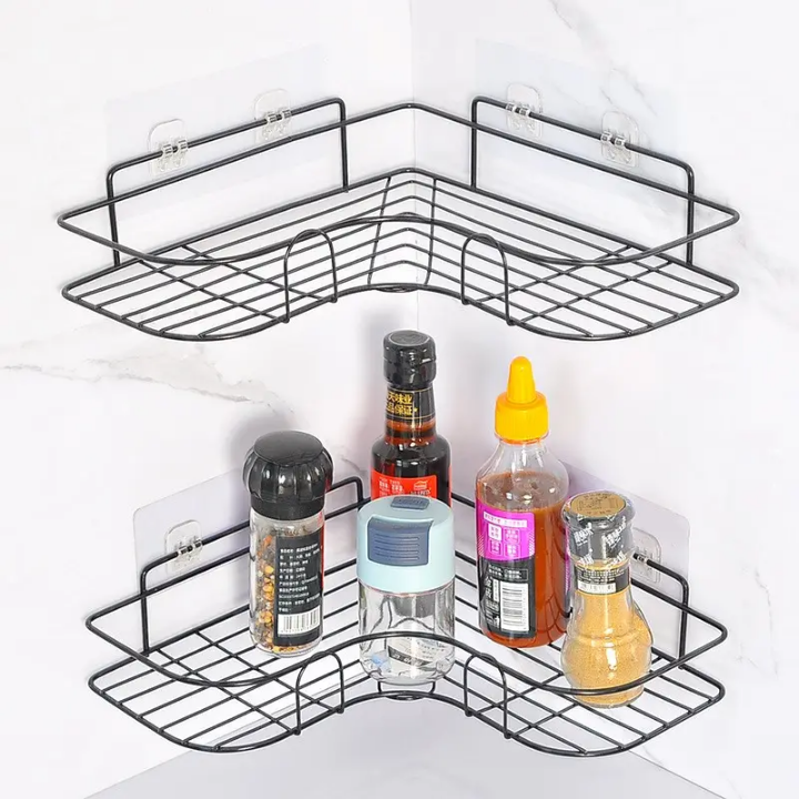 Lot de 2 Étagères d'Angle Murales Adhésives – Rangement Sans Perçage - La boutique secrète