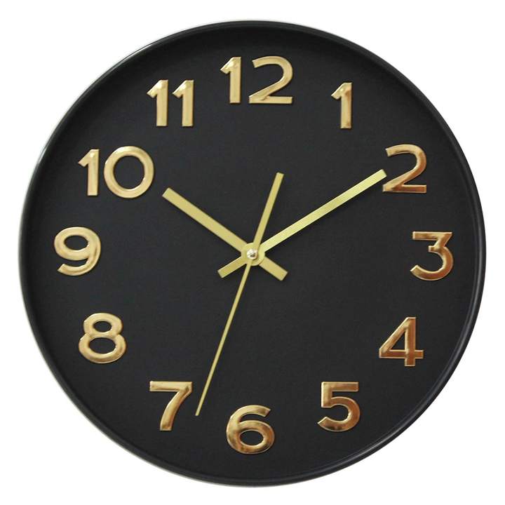 Horloge Murale Dorée – Cadran Noir &amp; Chiffres Or | La Boutique Secrète