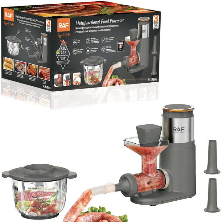 Hachoir Électrique Multifonction RAF – Bol 3L + Accessoires Saucisses