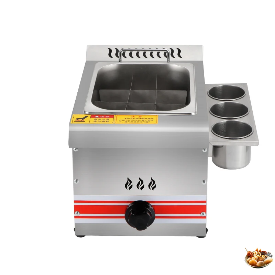 Friteuse à gaz professionnelle en acier inoxydable avec 3 compartiments amovibles