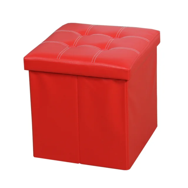 Pouf Pliant Rangement Simili Cuir avec Coffre de Stockage