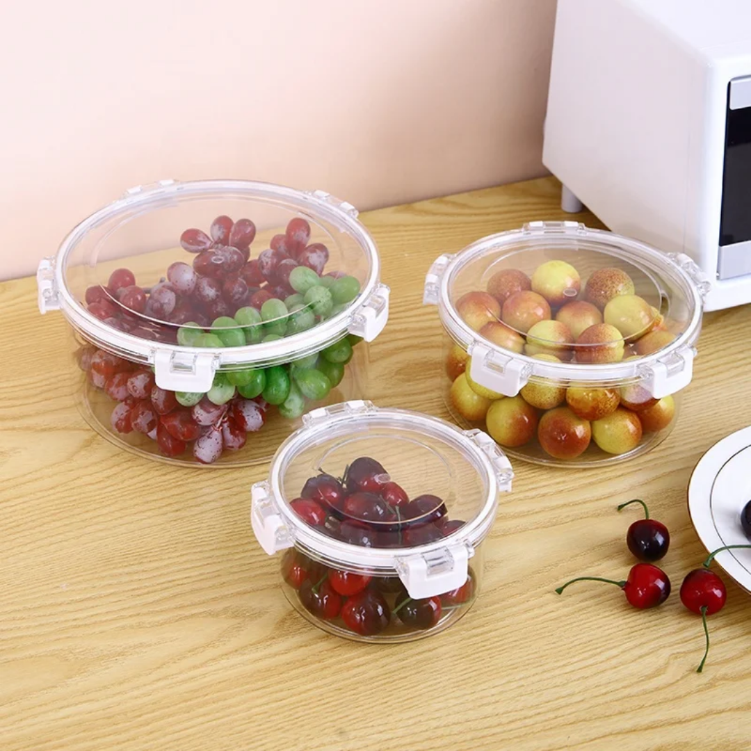 Boîtes de Conservation en ACRYLIQUE Hermétiques avec Couvercle - Set de 3 Tailles - Rangement Frigo et Cuisine