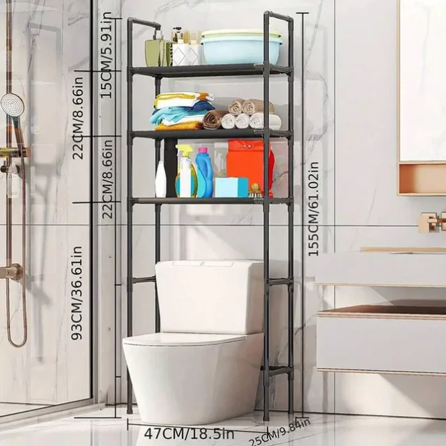 Étagère WC 3 niveaux noire – Rangement gain de place