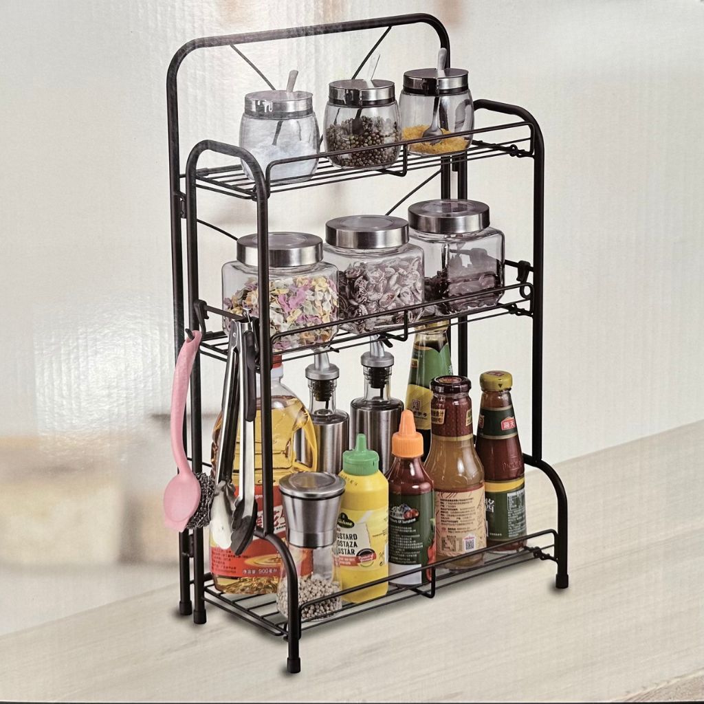 Étagère de Rangement 3 Niveaux Multifonction – Métal Compact (35.5 × 19.5 × 59.5 cm)