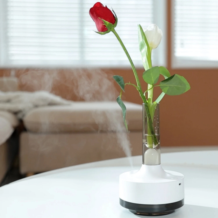 Humidificateur Vaséa™ 3-en-1 – Vase Déco + Brumisation + Lumière LED