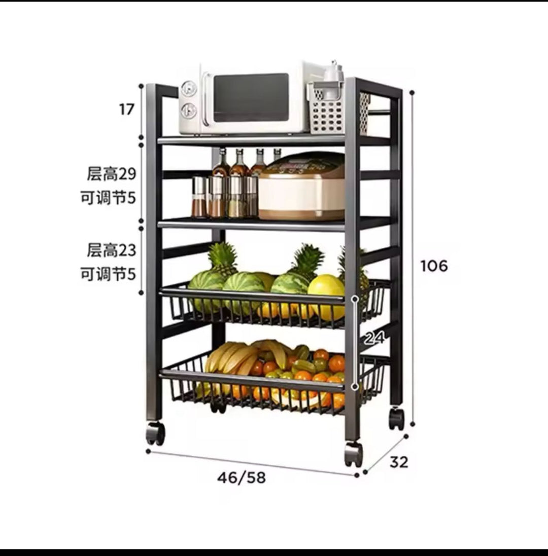 Étagère de Rangement Multi-Niveaux à Roulettes – Cuisine & Maison