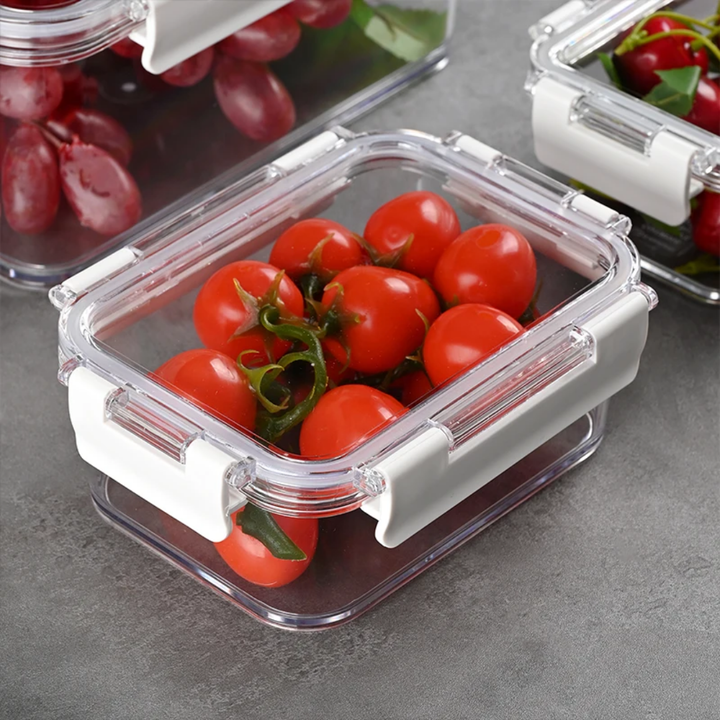 Boîtes de Conservation en ACRYLIQUE Hermétiques avec Couvercle - Set de 3 Tailles - Rangement Frigo et Cuisine