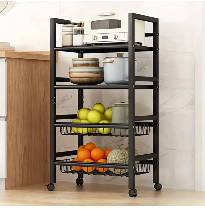 Étagère de Rangement Multi-Niveaux à Roulettes – Cuisine & Maison