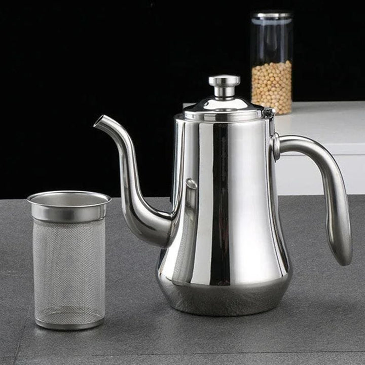 Théière Inox avec Filtre — Bec Verseur Long | Famille &amp; Usage Professionnel