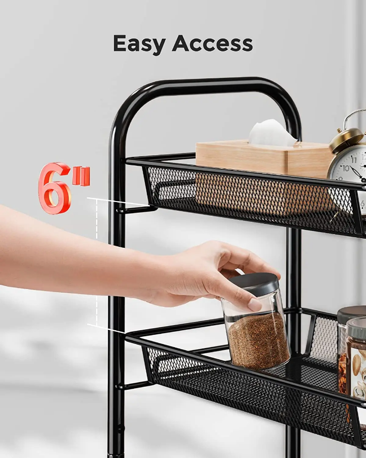 Étagère de Rangement 4 Niveaux à Roulettes – Métal Inox | La Boutique Secrète