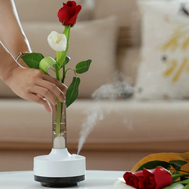 Humidificateur Vaséa™ 3-en-1 – Vase Déco + Brumisation + Lumière LED