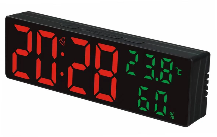 Horloge Murale LED avec Température et Humidité - Affichage Digital Grand Format pour Maison et Bureau