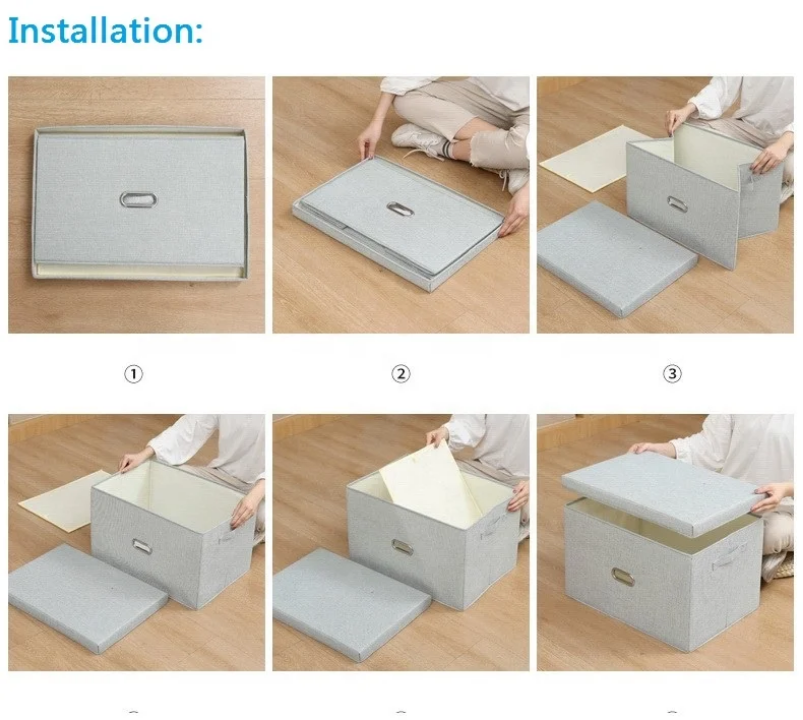 Boîtes de Rangement en Tissu avec Couvercle – Grande Capacité