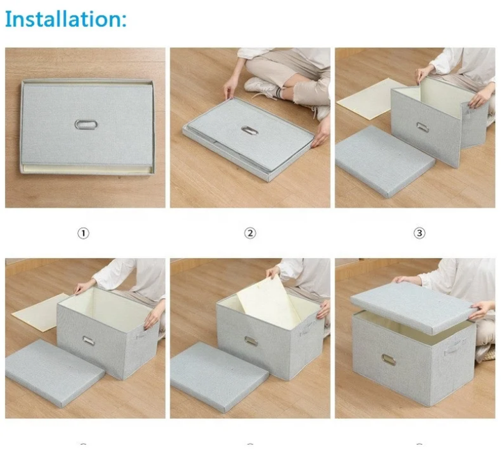 Boîtes de Rangement en Tissu avec Couvercle – Grande Capacité