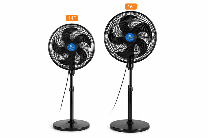 Ventilateur Sur Pied Silencieux 14" &amp; 16" – Puissant, Silencieux &amp; Élégant