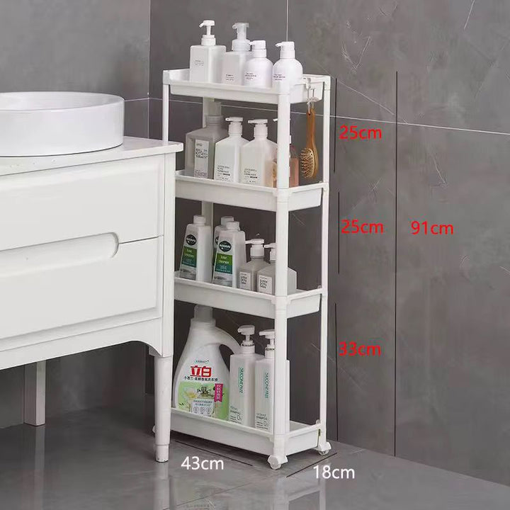 Étagère de Rangement Multi-usage à 4 Niveaux avec Roulettes – Idéale Cuisine, Salle de Bain & Buanderie