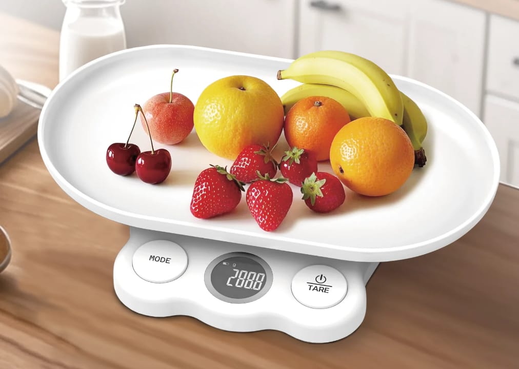 Balance de Cuisine Électronique Blanche – Plateau Large et Affichage Digital LCD