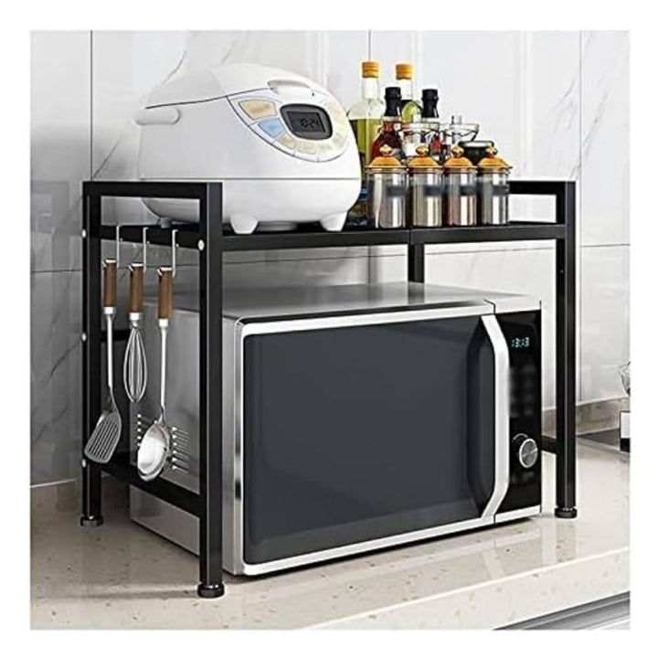 Support de Micro-ondes Multifonction en Métal – Étagère de Rangement de Cuisine avec Crochets