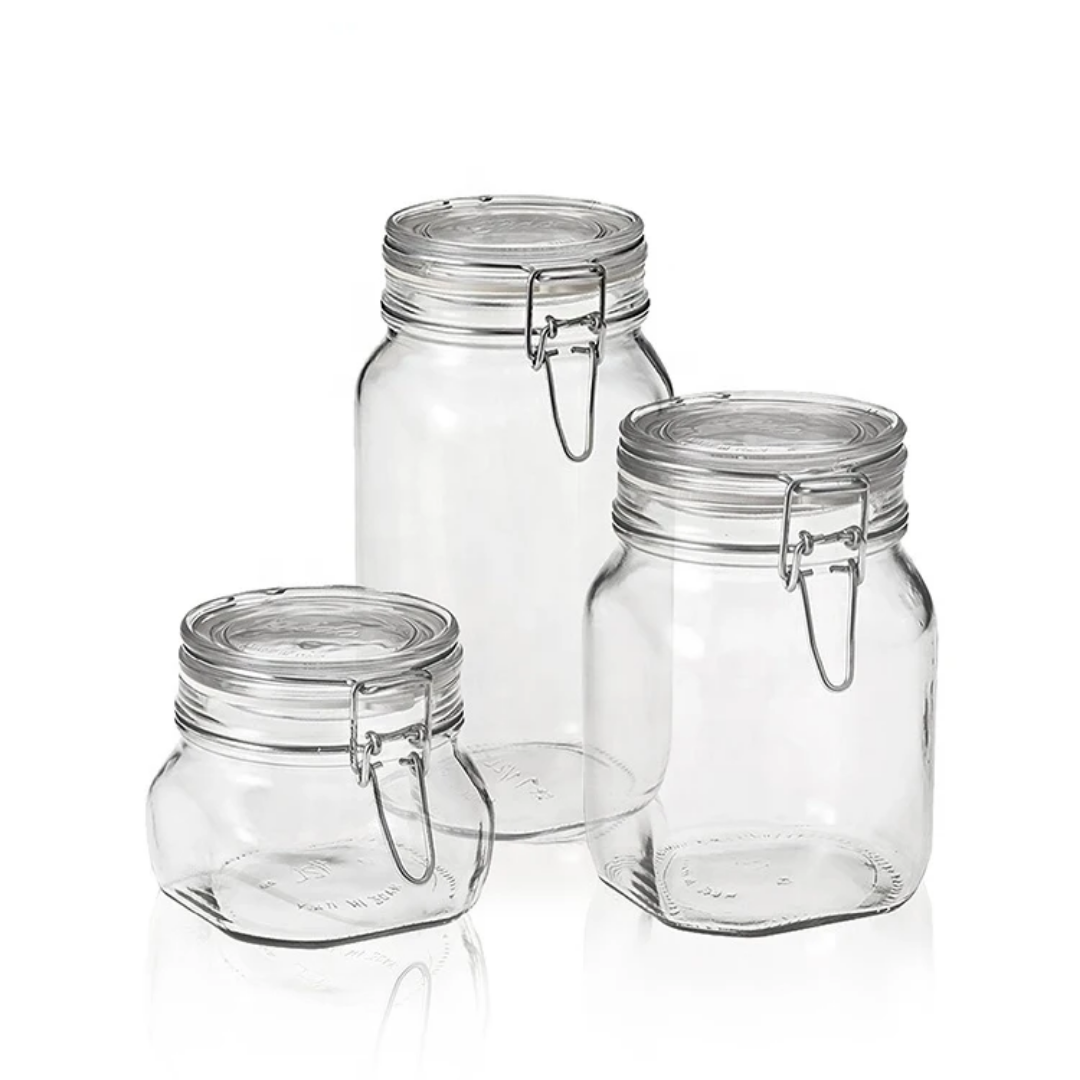 Lot de 3 Bocaux en Verre Hermétiques avec Clip Inox – Conservation Cuisine &amp; Rangement Alimentaire