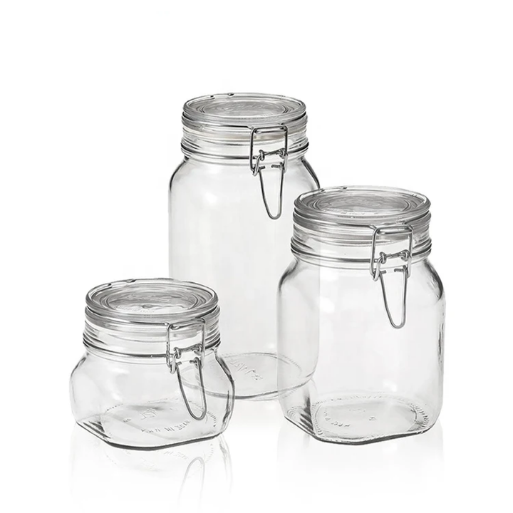 Lot de 3 Bocaux en Verre Hermétiques avec Clip Inox – Conservation Cuisine &amp; Rangement Alimentaire
