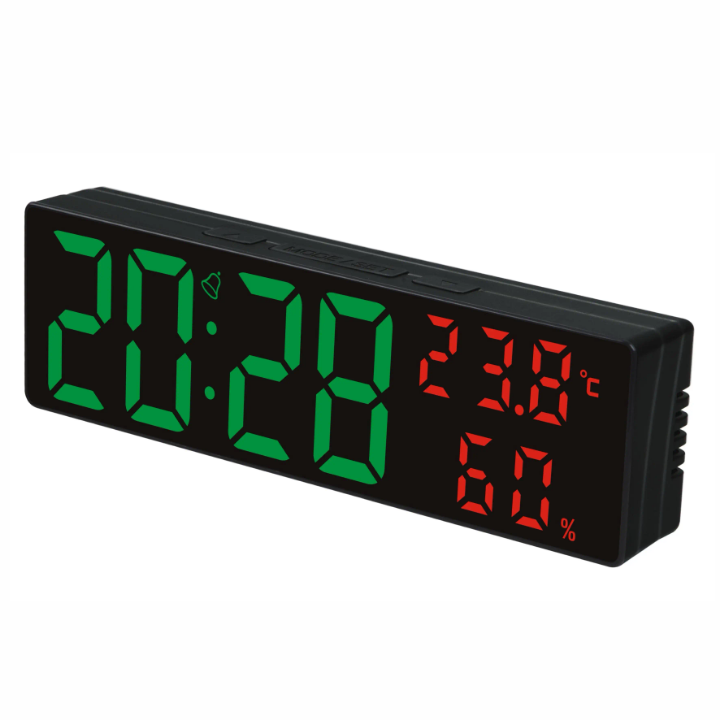 Horloge Murale LED avec Température et Humidité - Affichage Digital Grand Format pour Maison et Bureau