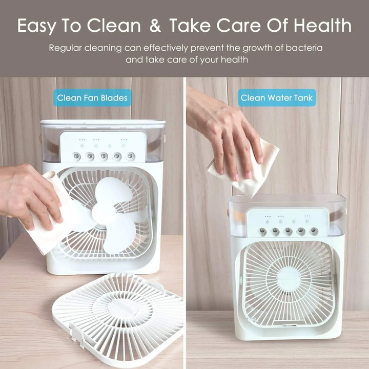 Ventilateur Rafraîchisseur d’Air Portable – Brumisateur à Eau et Glace, Silencieux & Éco-énergétique