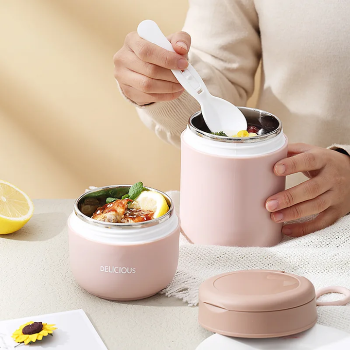 Pot  Isotherme Rose - Double Paroi Inox pour Repas Chaud ou Froid