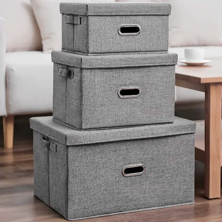 Boîtes de Rangement en Tissu avec Couvercle – Grande Capacité