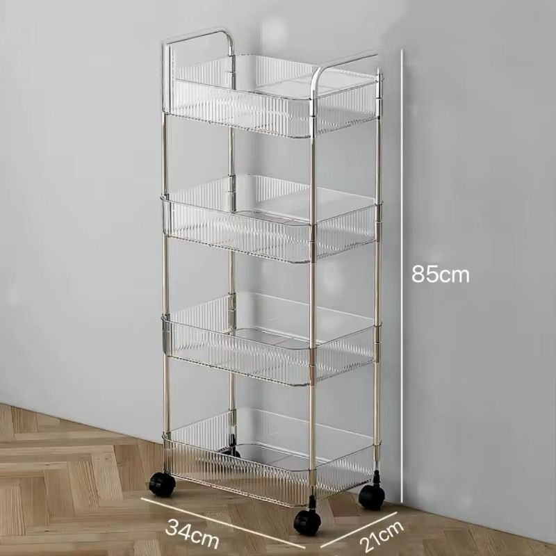 Chariot de Rangement Transparent à 4 Niveaux – Mobile et Élégant - La boutique secrète