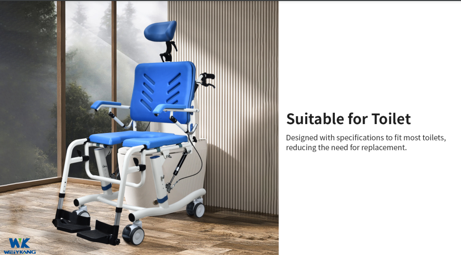 Chaise de transfert médicale multifonction inclinable avec pot intégré – Confort & sécurité