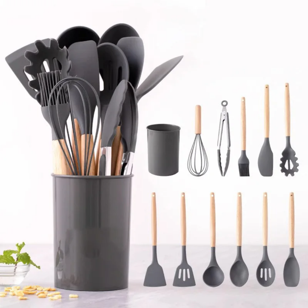 Ensemble de Cuillere de Cuisine en Silicone - 12 pcs Outils de Cuisine