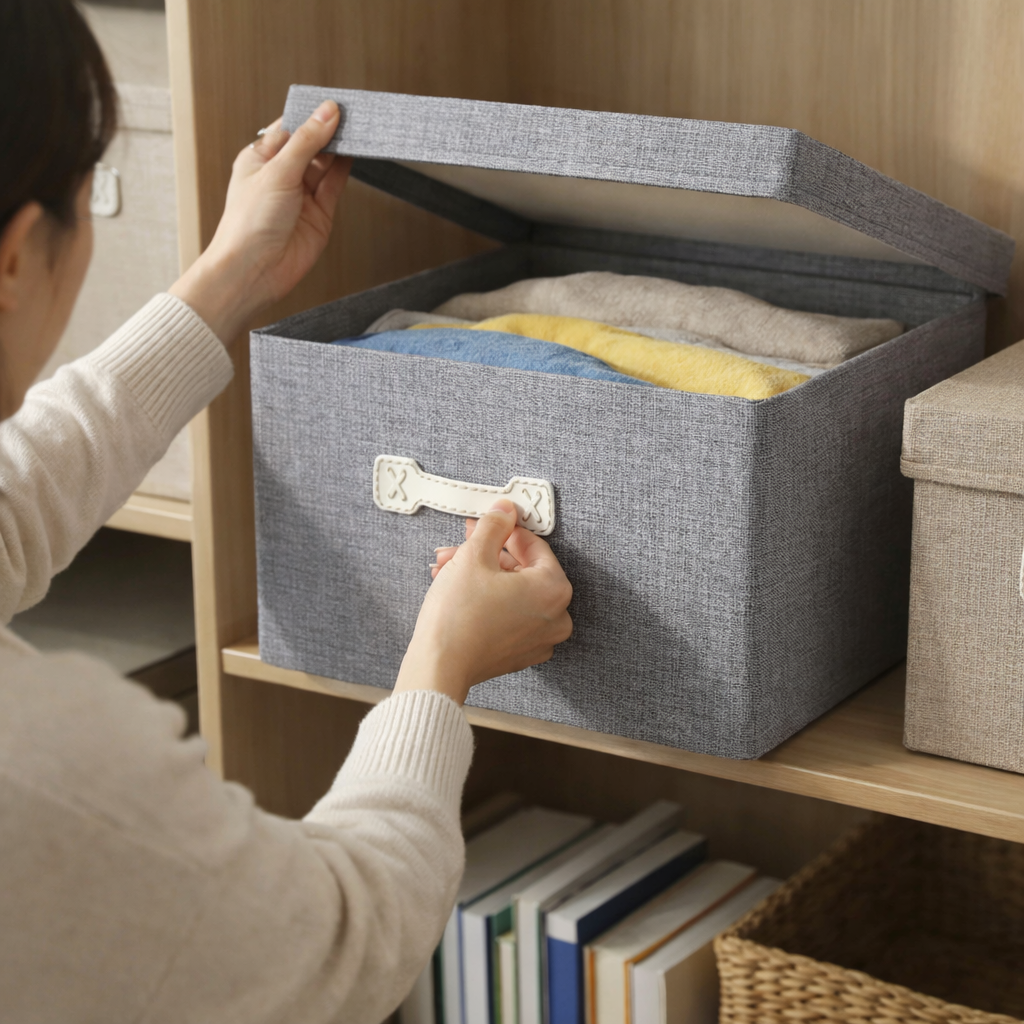 Boîte de Rangement Pliable avec Couvercle – Organiseur Maison &amp; Chambre