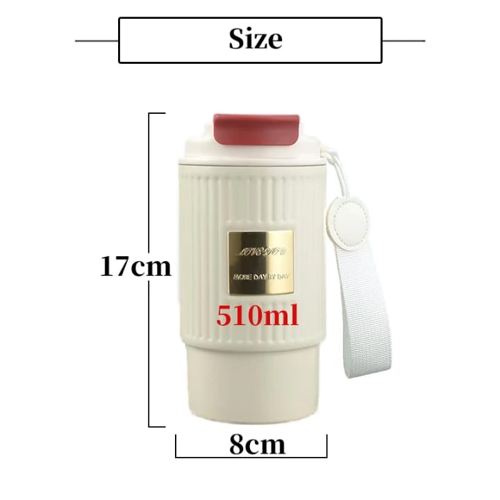 Mug Thermos Portable avec Poignée et Couvercle Étanche – 500 ml