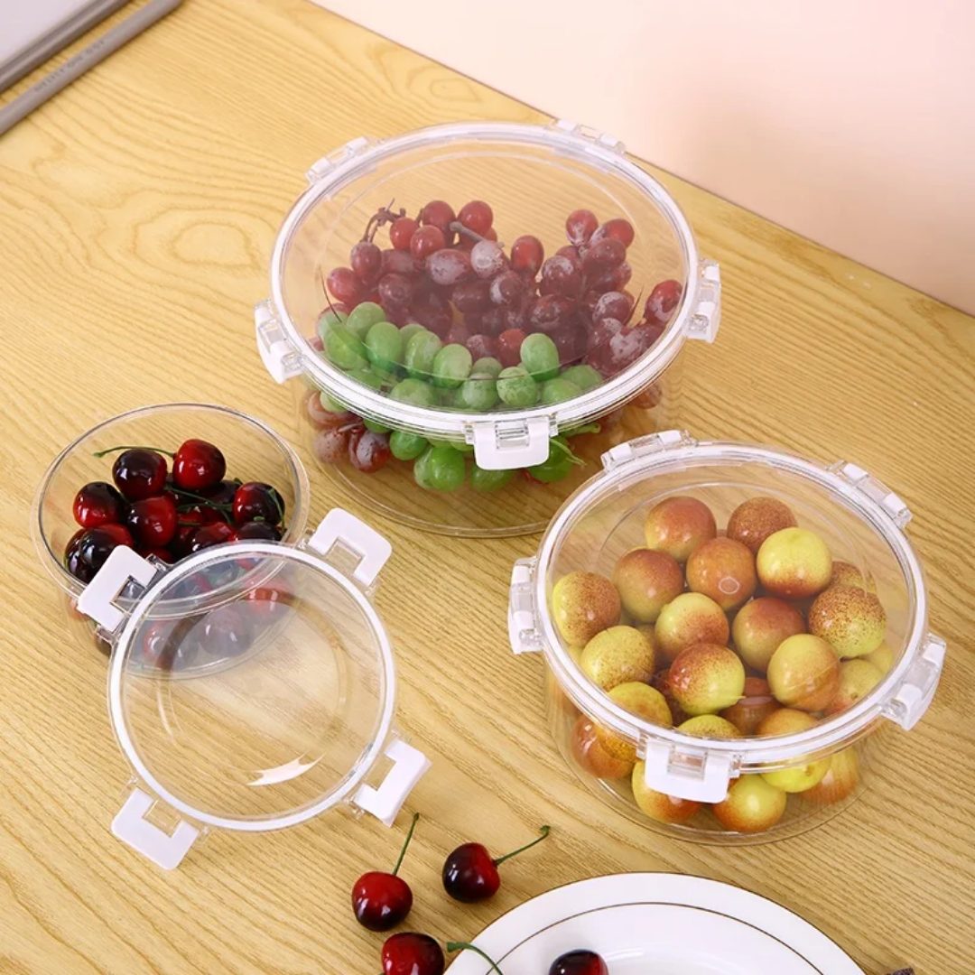 Boîtes de Conservation en ACRYLIQUE Hermétiques avec Couvercle - Set de 3 Tailles - Rangement Frigo et Cuisine