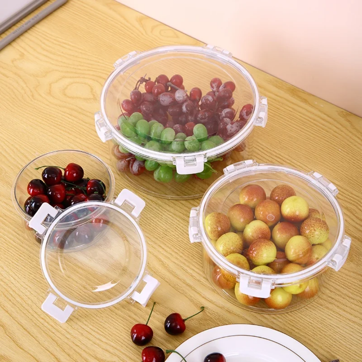 Boîtes de Conservation en ACRYLIQUE Hermétiques avec Couvercle - Set de 3 Tailles - Rangement Frigo et Cuisine