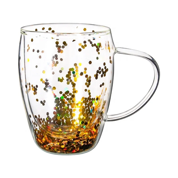 Tasse Transparente en Verre avec Décorations Florales Séchées -1- pièces