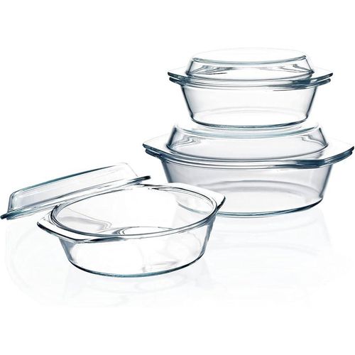 Set de Plats en Verre avec Couvercle – Cocotte Ronde &amp; Ovale | Cuisson, Four &amp; Conservation
