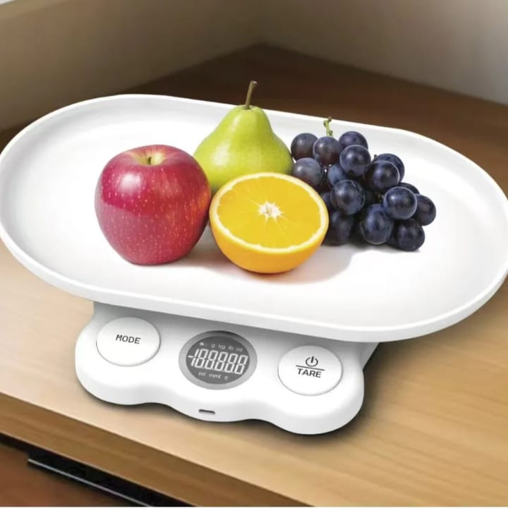 Balance de Cuisine Électronique Blanche – Plateau Large et Affichage Digital LCD