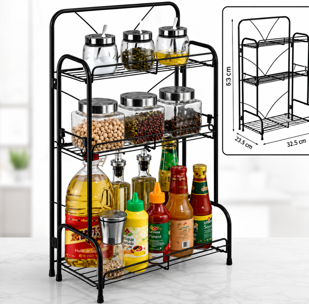 Étagère de Rangement 3 Niveaux – Métal Multifonction | Cuisine, Salle de Bain &amp; Bureau