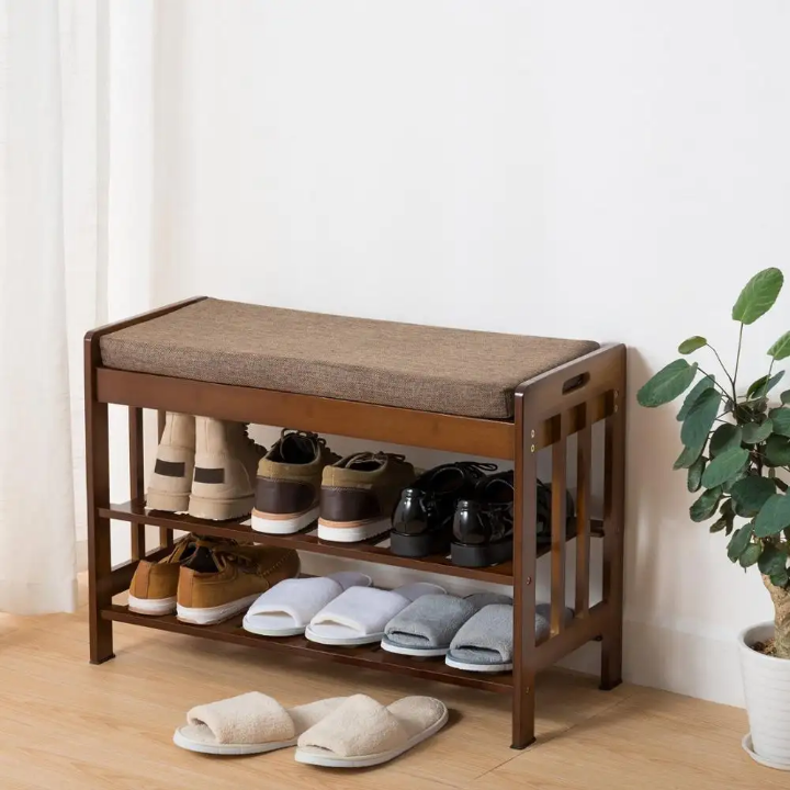 Banc de Rangement à Chaussures avec Assise Confortable – Bois Naturel 90 cm