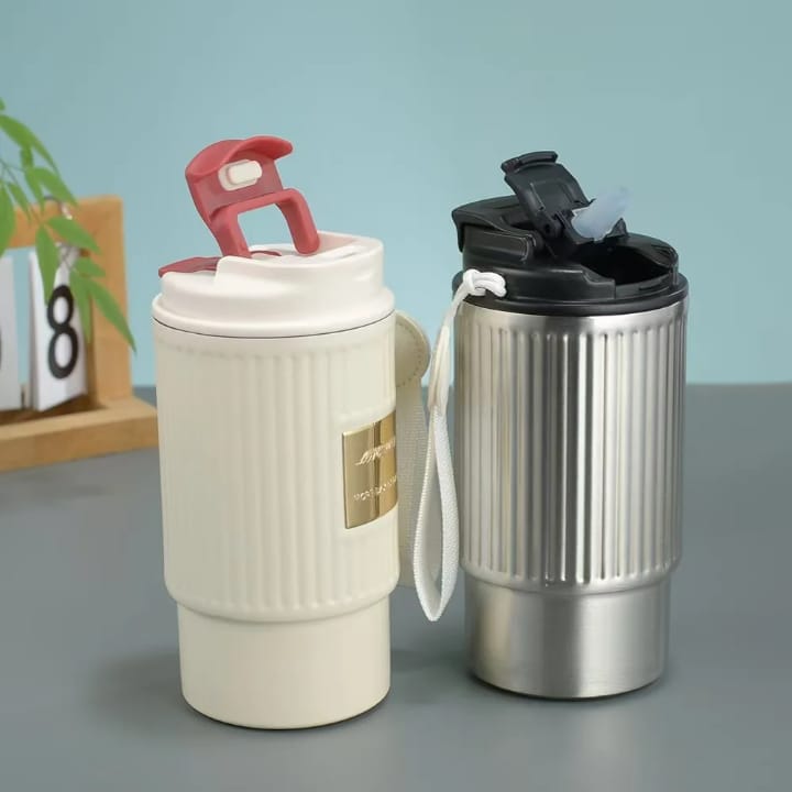Mug Thermos Portable avec Poignée et Couvercle Étanche – 500 ml