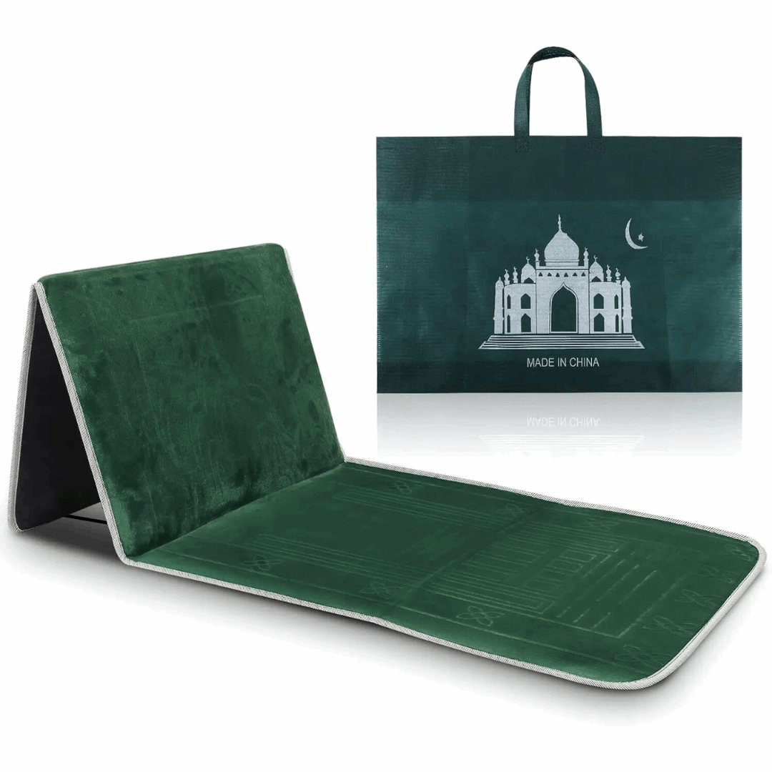 Tapis de Prière Pliable avec Dossier 2 en 1 – Confort &amp; Soutien Lombaire