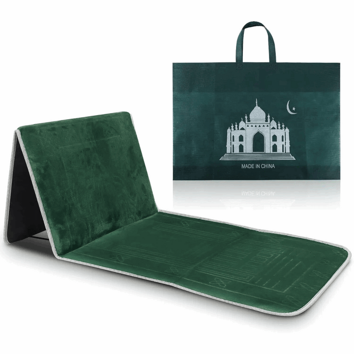 Tapis de Prière Pliable avec Dossier 2 en 1 – Confort &amp; Soutien Lombaire